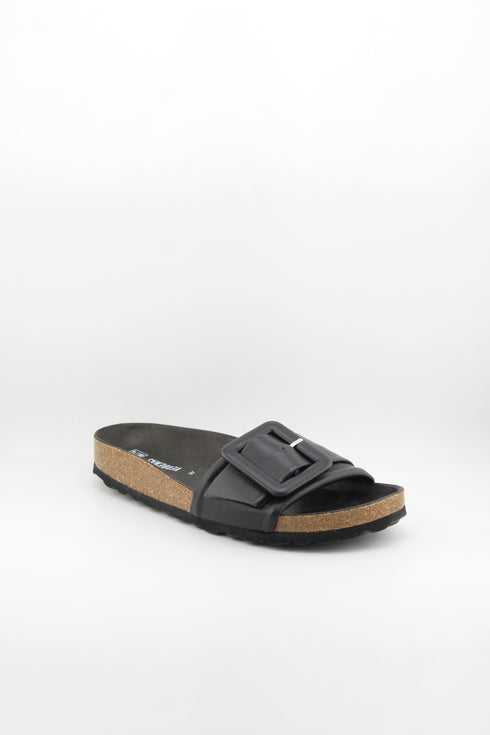 Verbenas Cork Sole Slide Sandals with Buckle